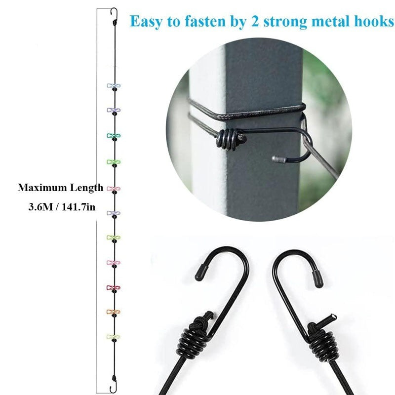 Portable Clothesline Clip – Elastic, Windproof Eco-friendly Cloth Hanging Rope For Travel Home Use | After Stretching It Become - Link Lift Shop