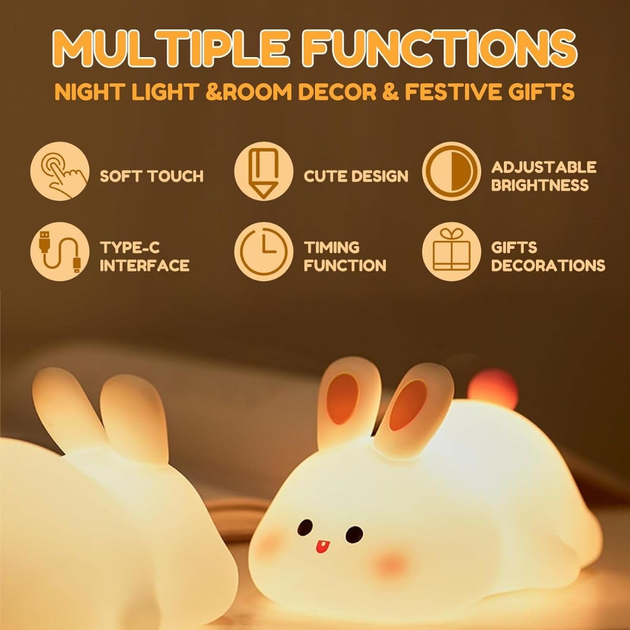 USB Rechargeable Cute Silicon Rabbit Desk Lamp - Link Lift Shop