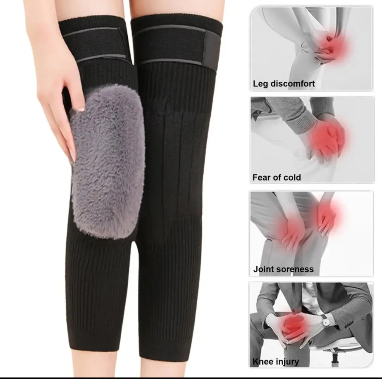 2 Pcs Adjustable Cashmere Wool Knee Warmers - For Men & Women - Link Lift Shop